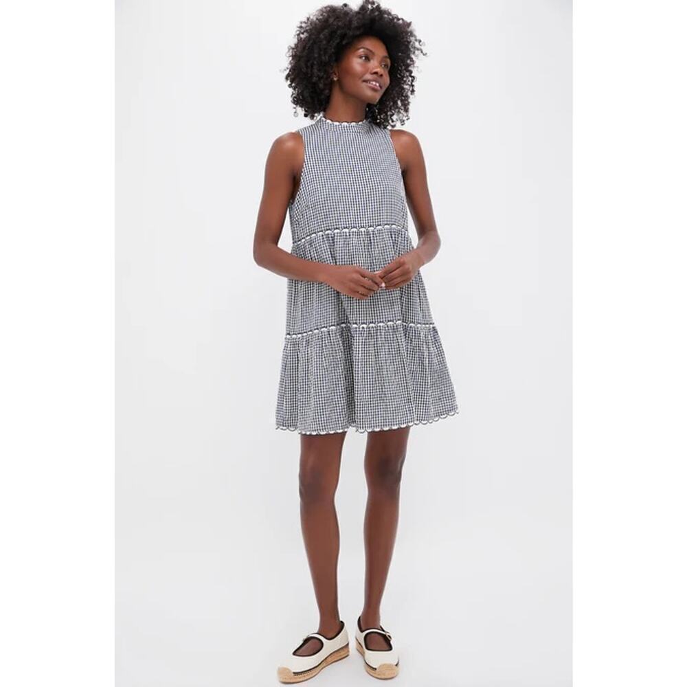 POMANDER PLACE Navy Gingham Morgan Dress Size M NWT Retail $128 Tuckernuck